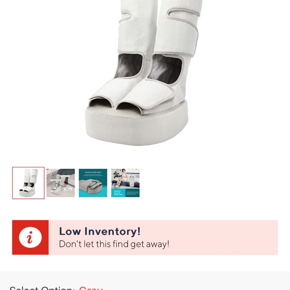 White and Gray Foot Massager Boots